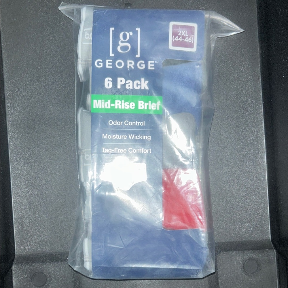 George 6 Pack Mid-Rise Briefs - Blue and Red